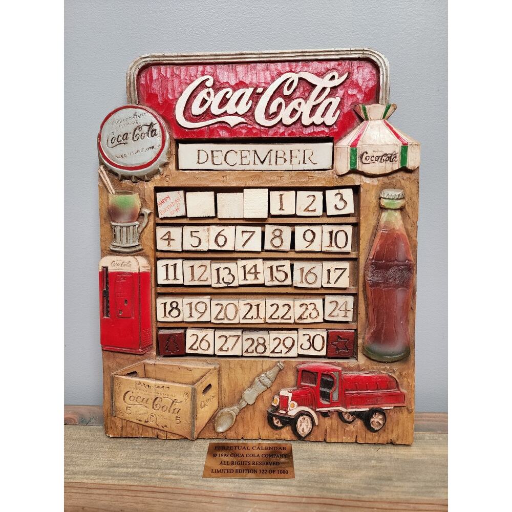 Rare Vintage 1998 Coca-Cola Limited Perpetual Wall Calendar Complete #322/1000